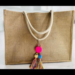 Hibala Burlap Tote Bag NEW